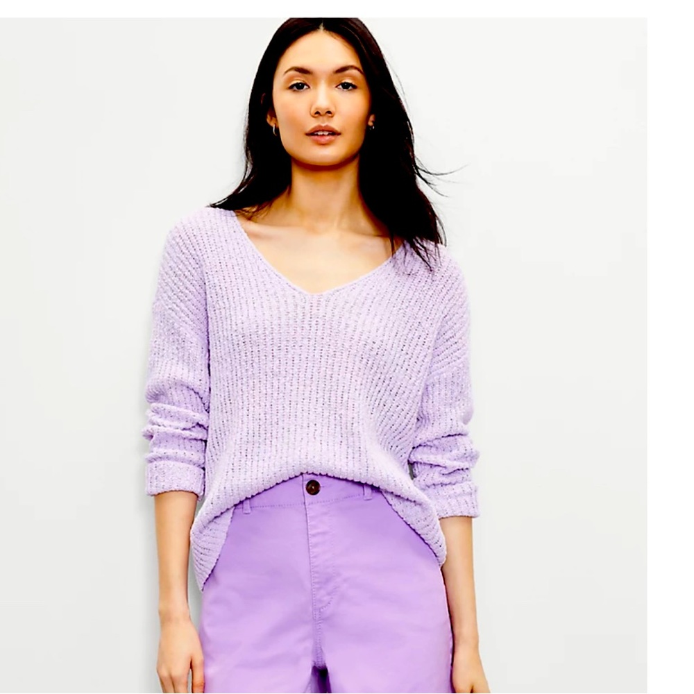 Lavender Slouchy V-neck Sweater